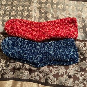 Women's Fuzzy Socks - Red and Blue